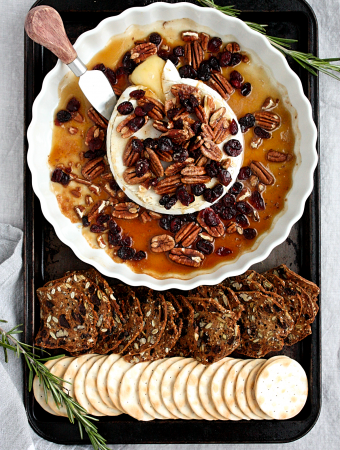 Baked Maple Brie with Pecans and Cranberries