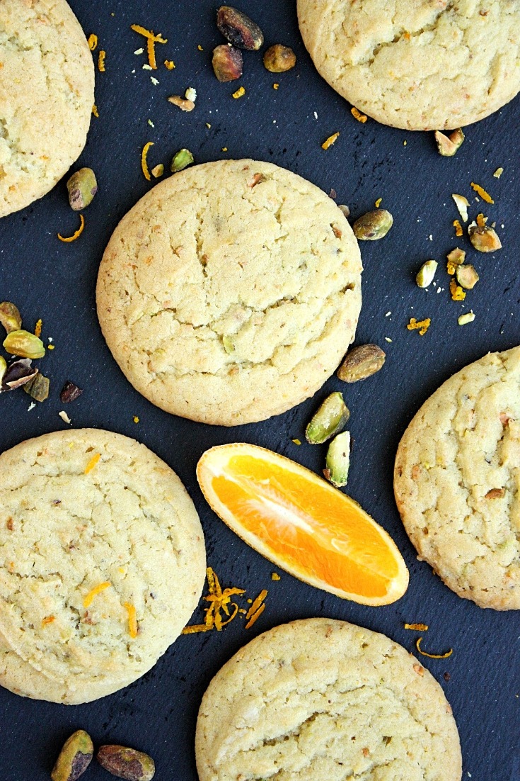 Orange Pistachio Chewy Sugar Cookies