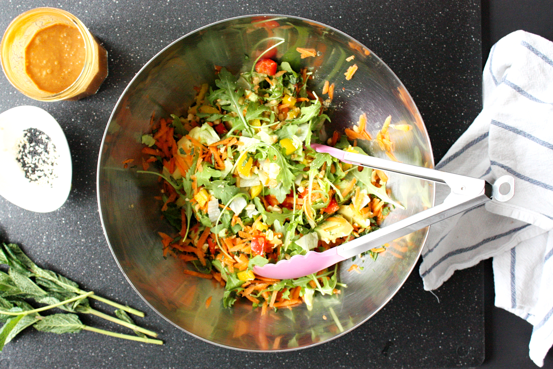 Asian Salad with Tamari Peanut Dressing