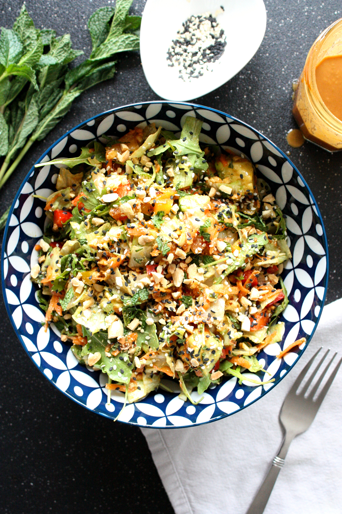 Asian Salad with Tamari Peanut Dressing