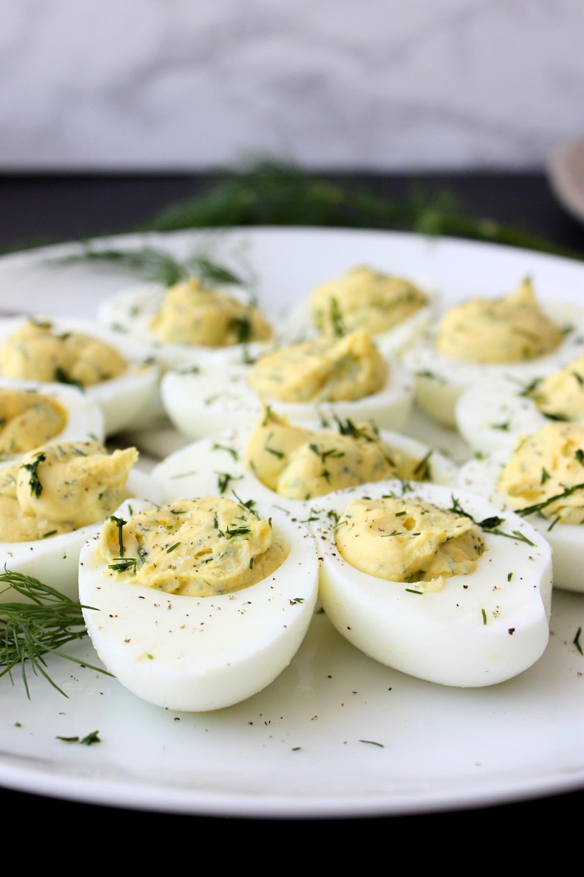 deviled eggs with fresh dill