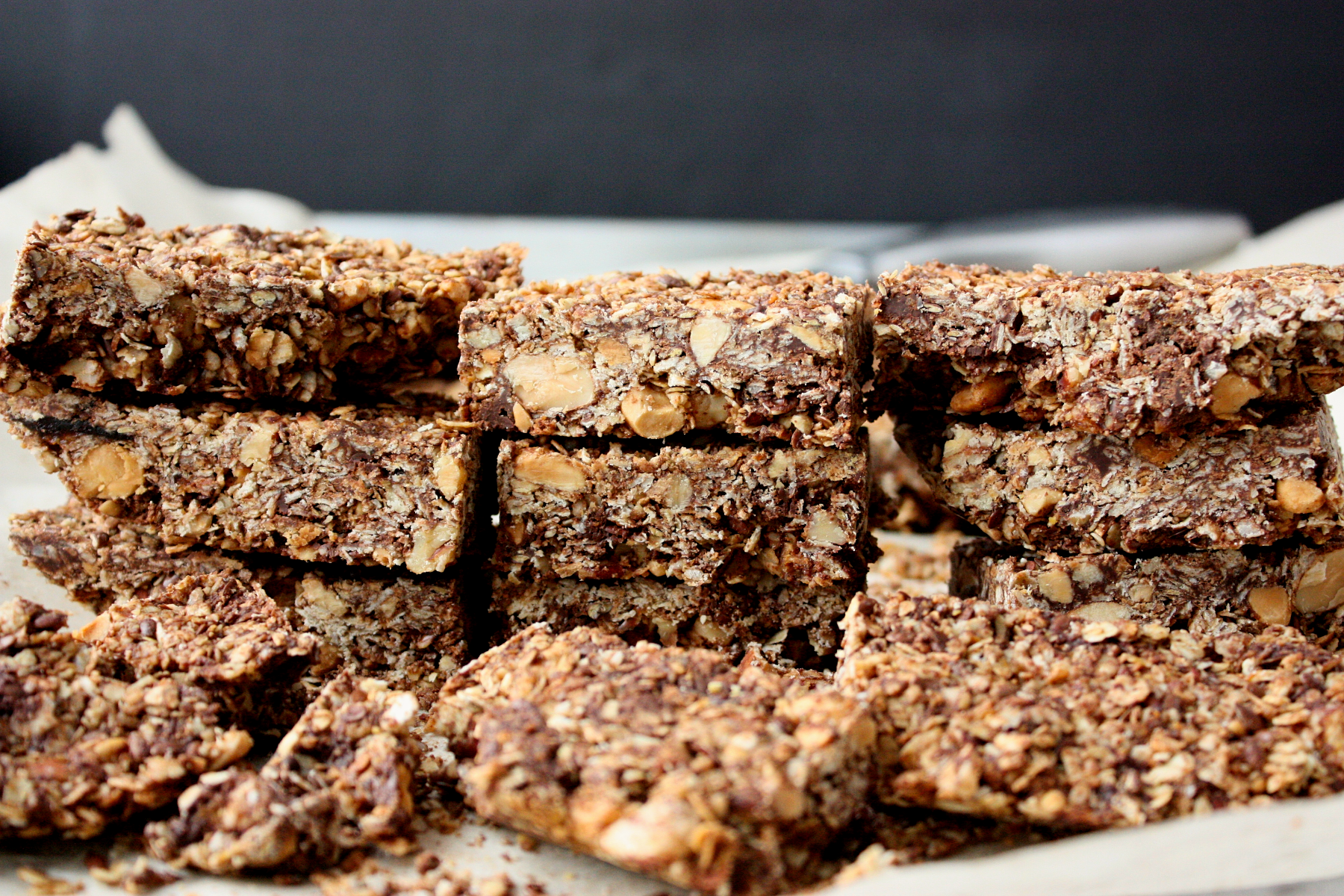 healthy chocolate nut granola bars