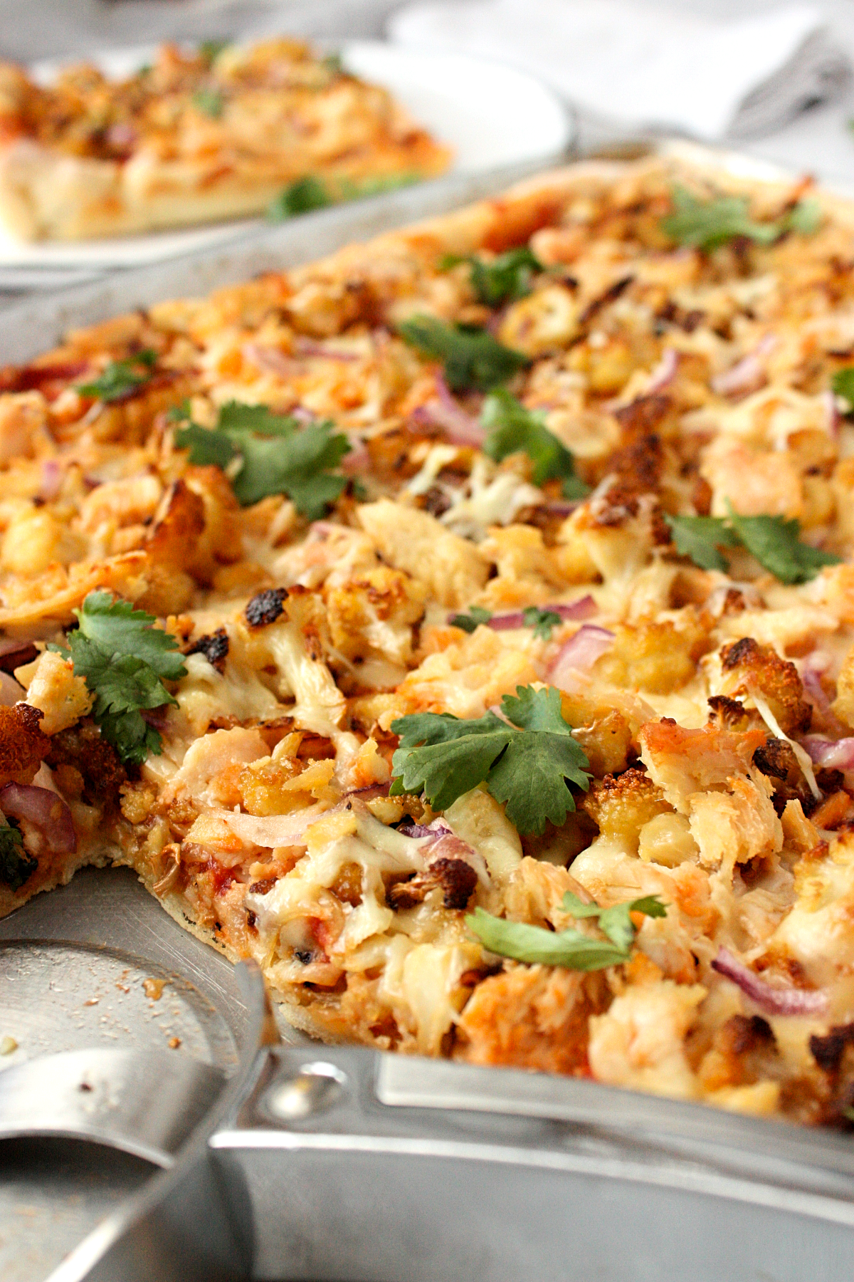 roasted cauliflower chicken pizza