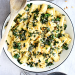 Lemony Rigatoni Pasta with Kale and Shallots