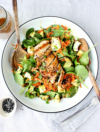 Loaded Sesame Ginger Spinach Salad