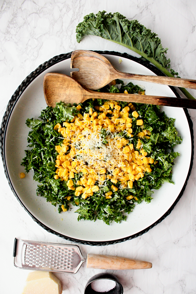 Kale and sautéed corn salad