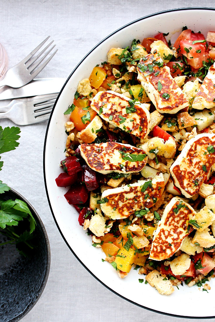 Beetroot and Halloumi Salad with Apples