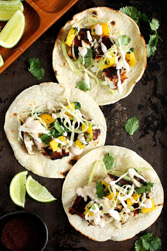 Easy Tilapia Fish Tacos with Mango Salsa and Slaw - Monday Sunday Kitchen