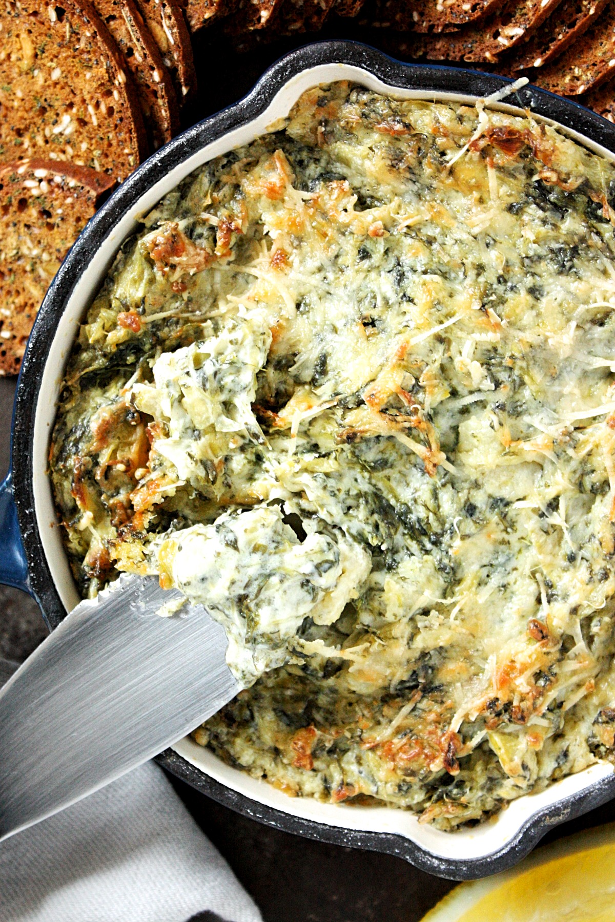 Cheesy Baked Spinach And Artichoke Dip Monday Sunday Kitchen