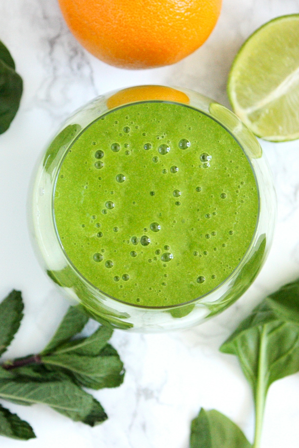 Mango Spinach Smoothie with Mint and Citrus