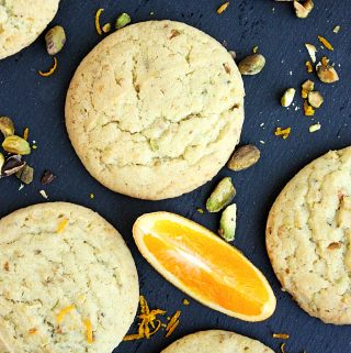 orange pistachio chewy sugar cookies