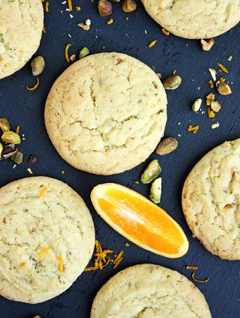 orange pistachio chewy sugar cookies