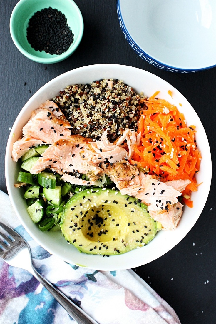 Salmon Poke Bowl Recipe with Quinoa - Monday Sunday Kitchen