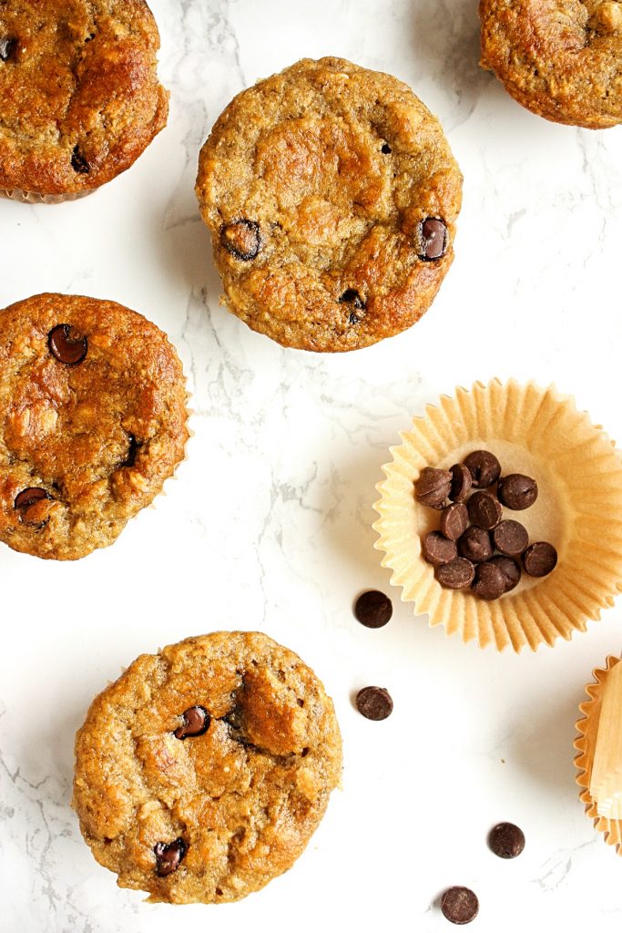 Healthy Gluten Free Banana Muffins with Chocolate Chips