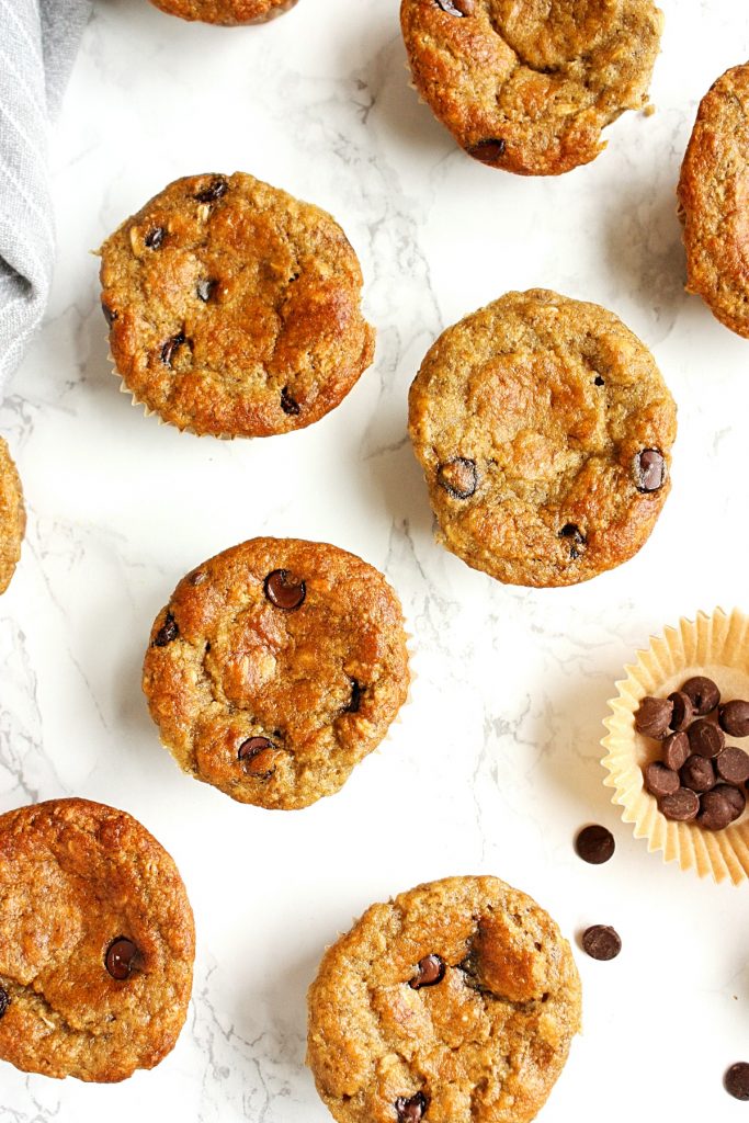 Healthy Gluten Free Banana Muffins with Chocolate Chips