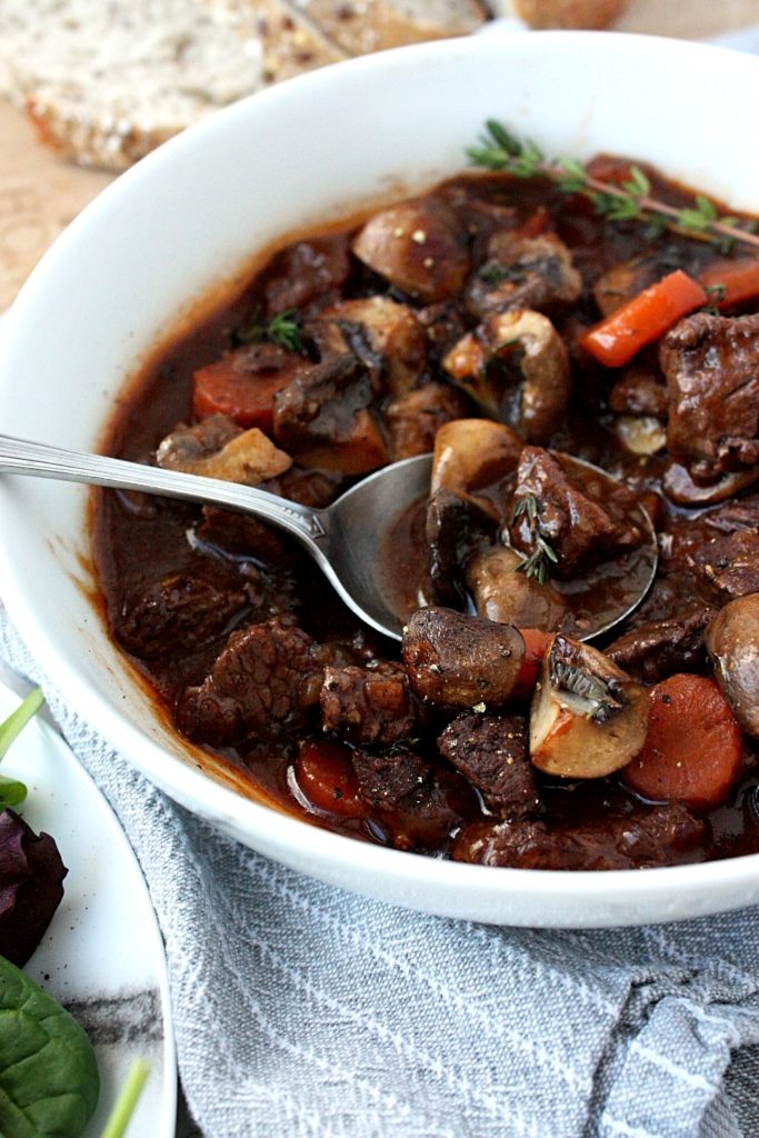 Spoonful of beef bourguignon