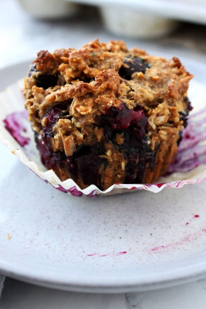 Unwrapped healthy blueberry coconut muffin