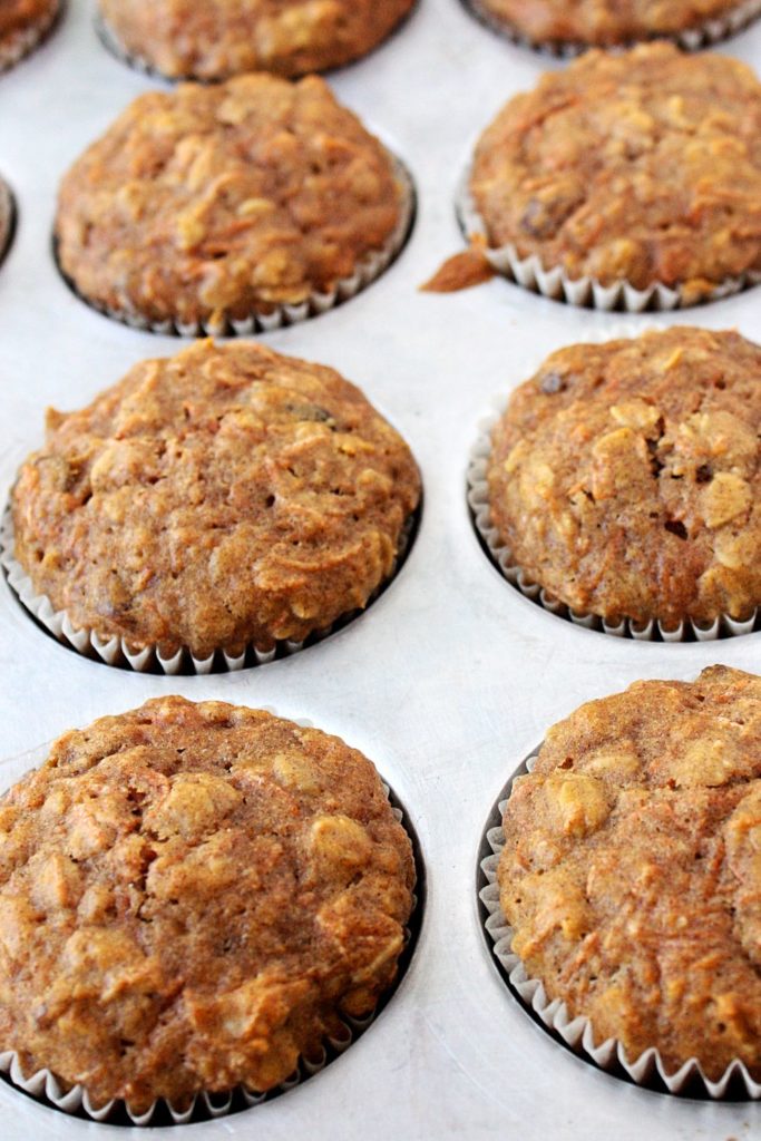 Healthy Carrot Cake Muffins right out of the oven.