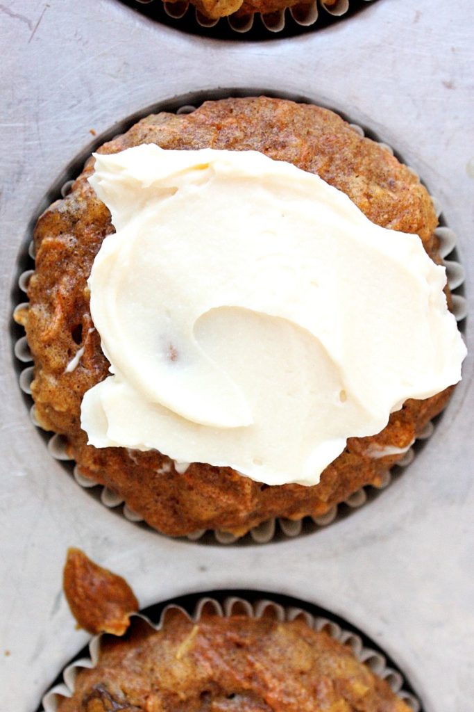 Healthy Carrot Cake Muffins with Cream Cheese Frosting