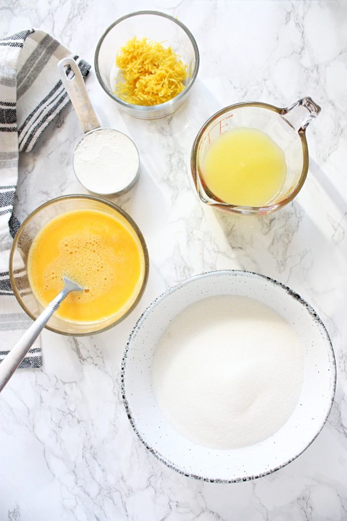 Ingredients for lemon curd filling.