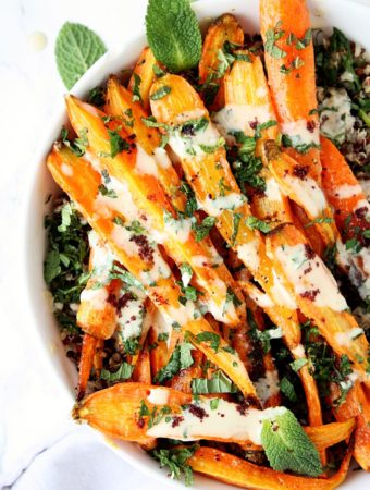 Oven Roasted Carrots with Tahini Dressing