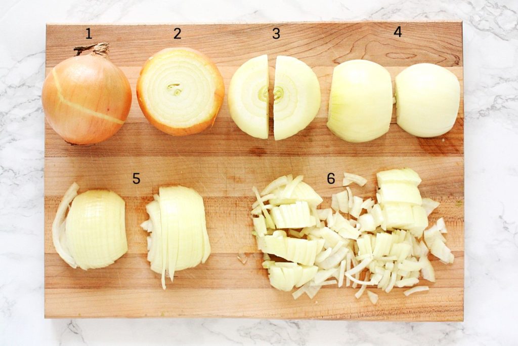 How to chop onions step by step for French onion soup