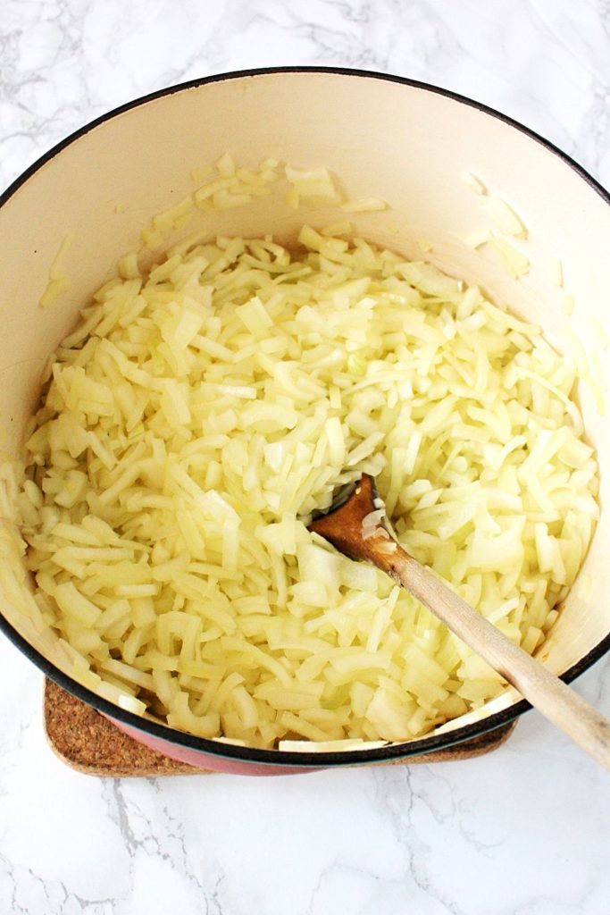Chopped Onions in a pot