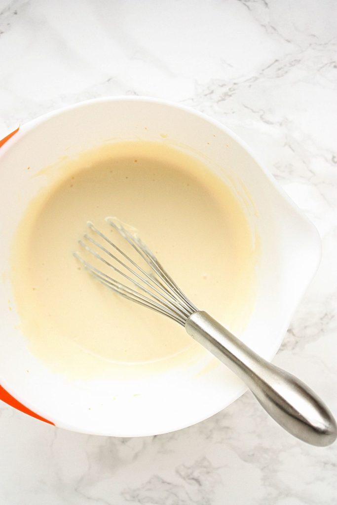 Sour cream, vanilla, and maple syrup whisked until smooth in a mixing bowl