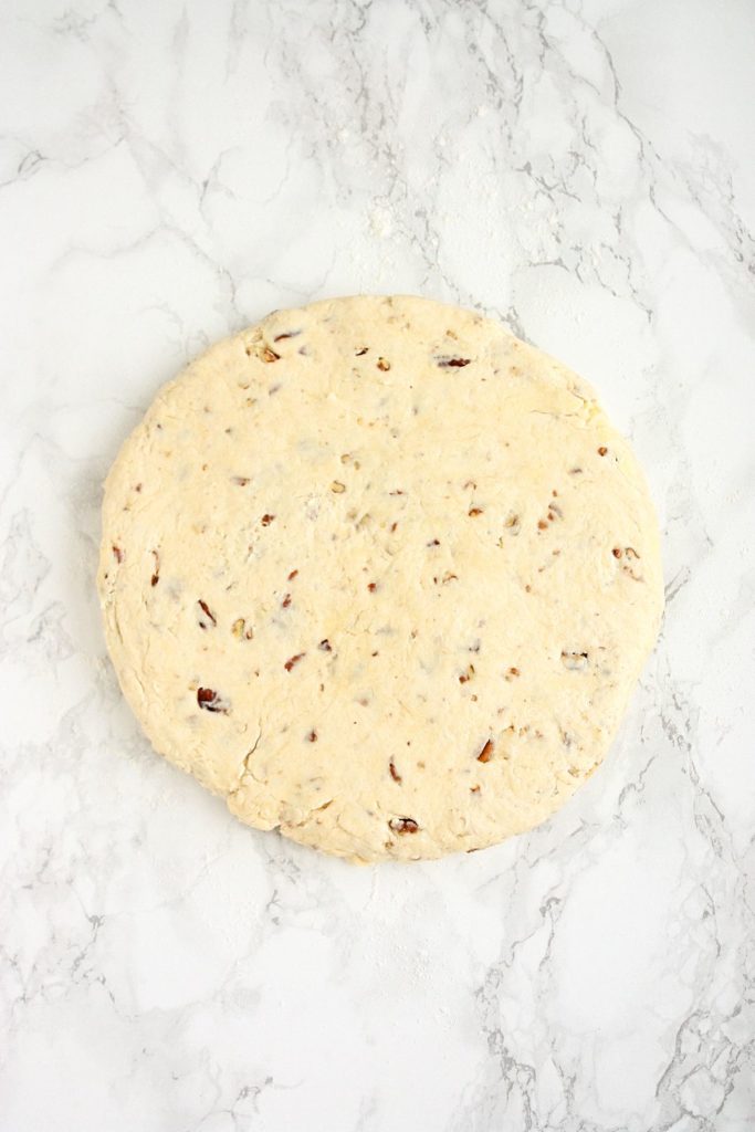 Circle of scone dough