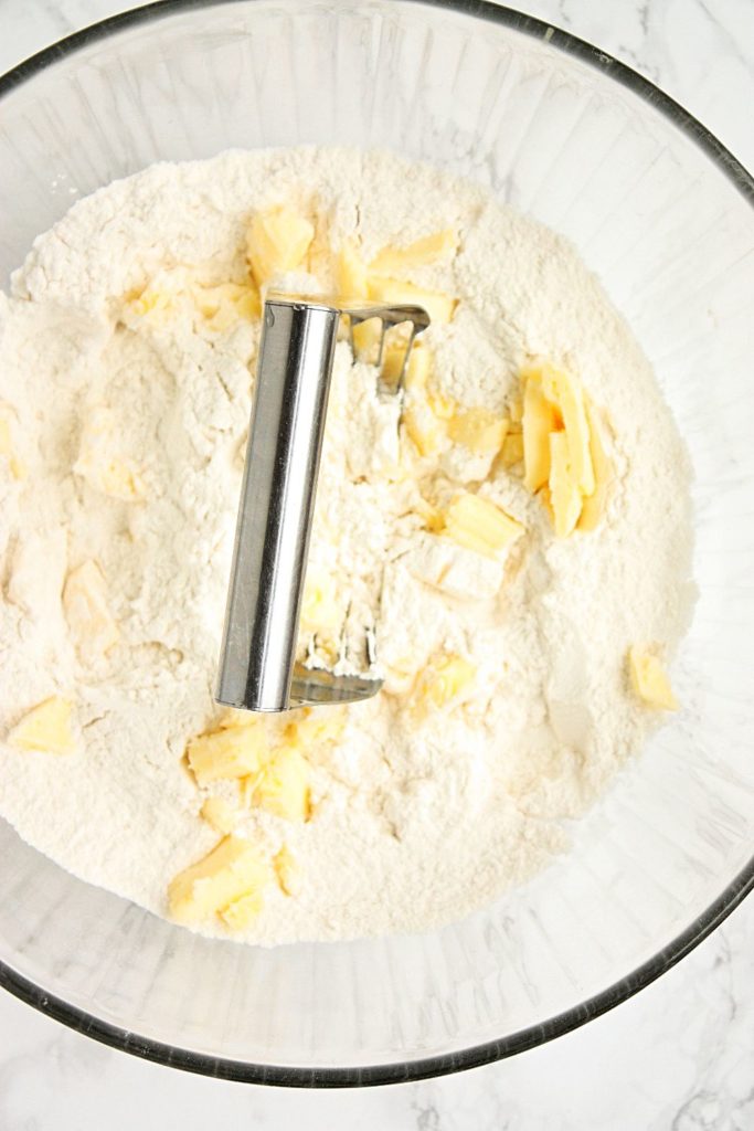 Flour and butter in a mixing bowl